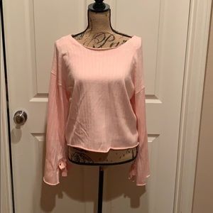 pink ribbed long sleeve Sweater